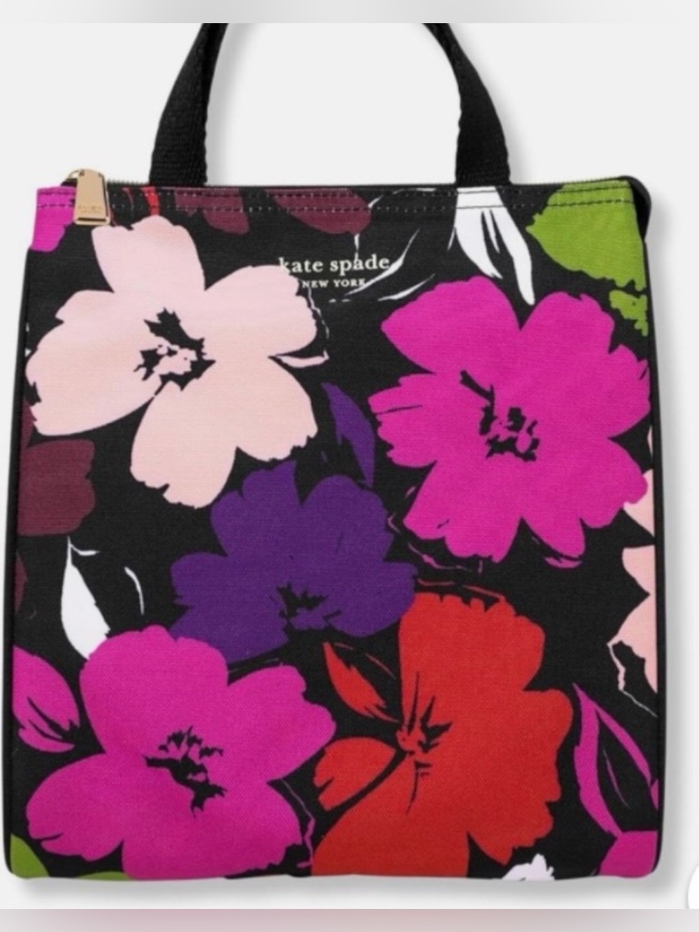 Kate Spade New York Insulated Lunch Bag Tote Floral Painterly Blooms Print 9x8x5